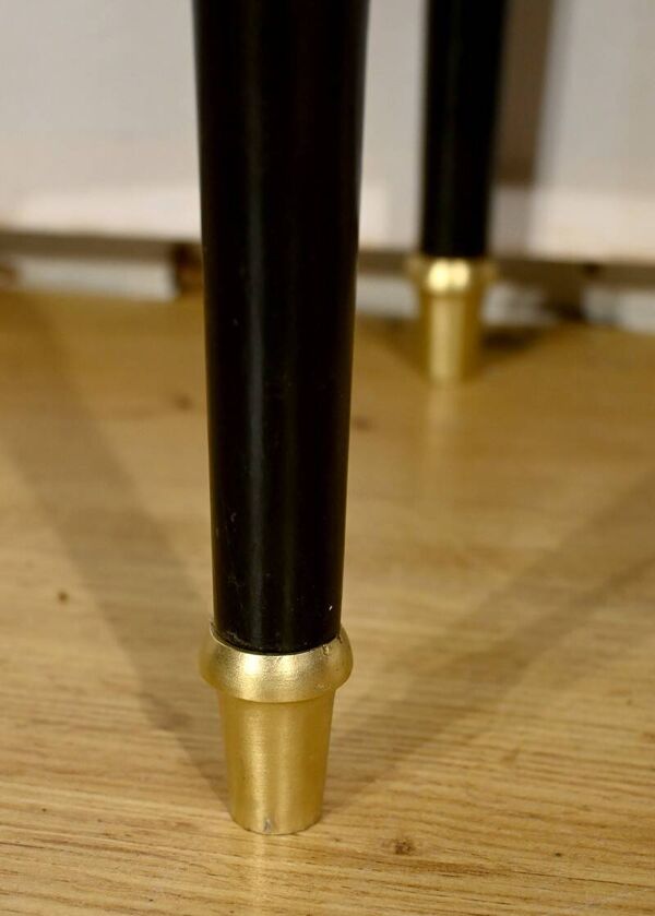 Table volante à double plateau en acajou et poirier noirci, style Napoléon III – 1930