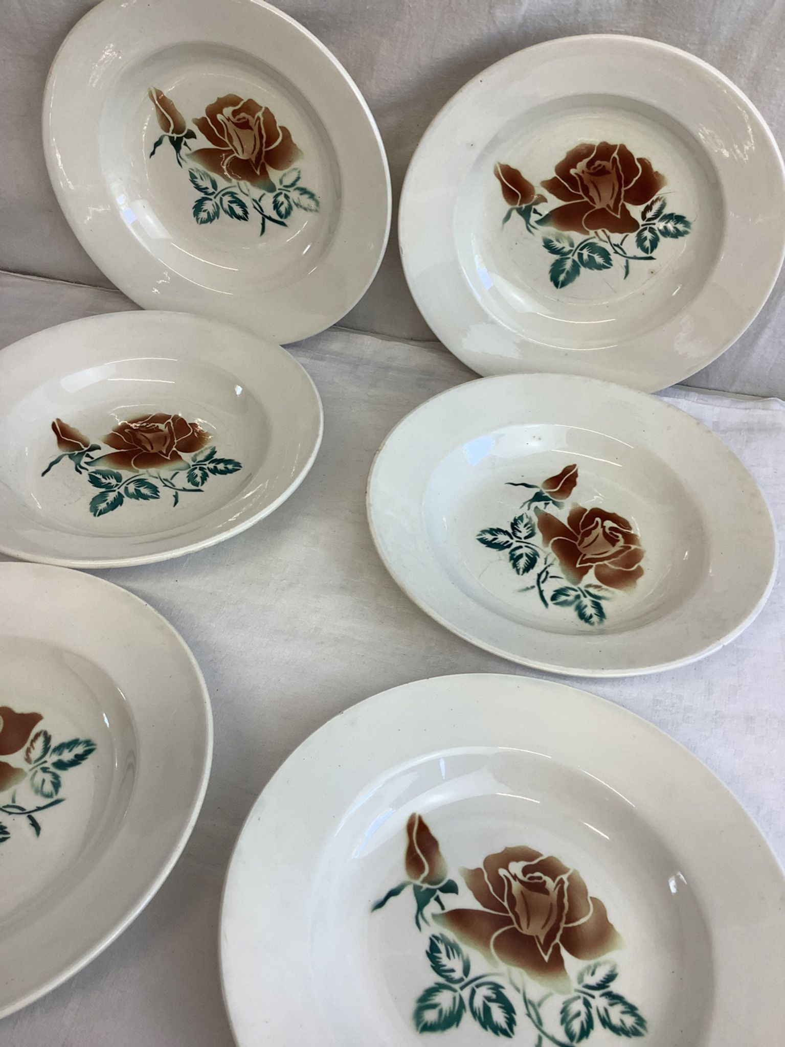 6 old Digoin soup plates
