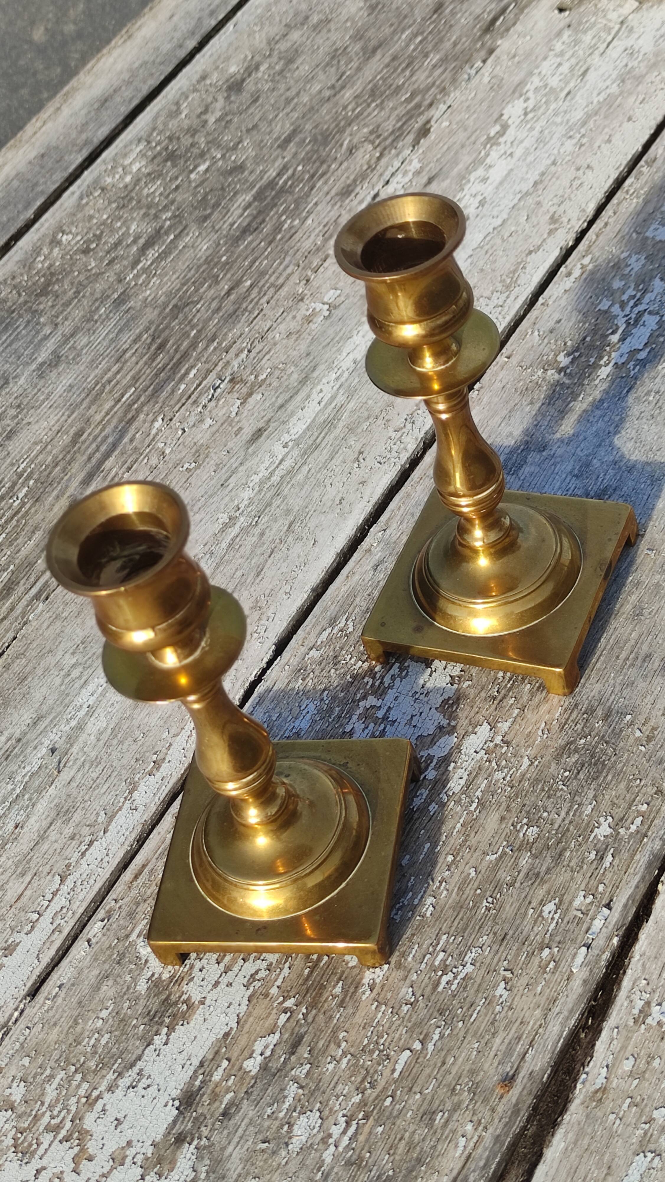 Pair of English golden candle holders