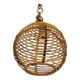 Chandelier en bambou sphérique vintage des années 1950