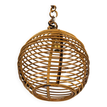 Chandelier en bambou sphérique vintage des années 1950