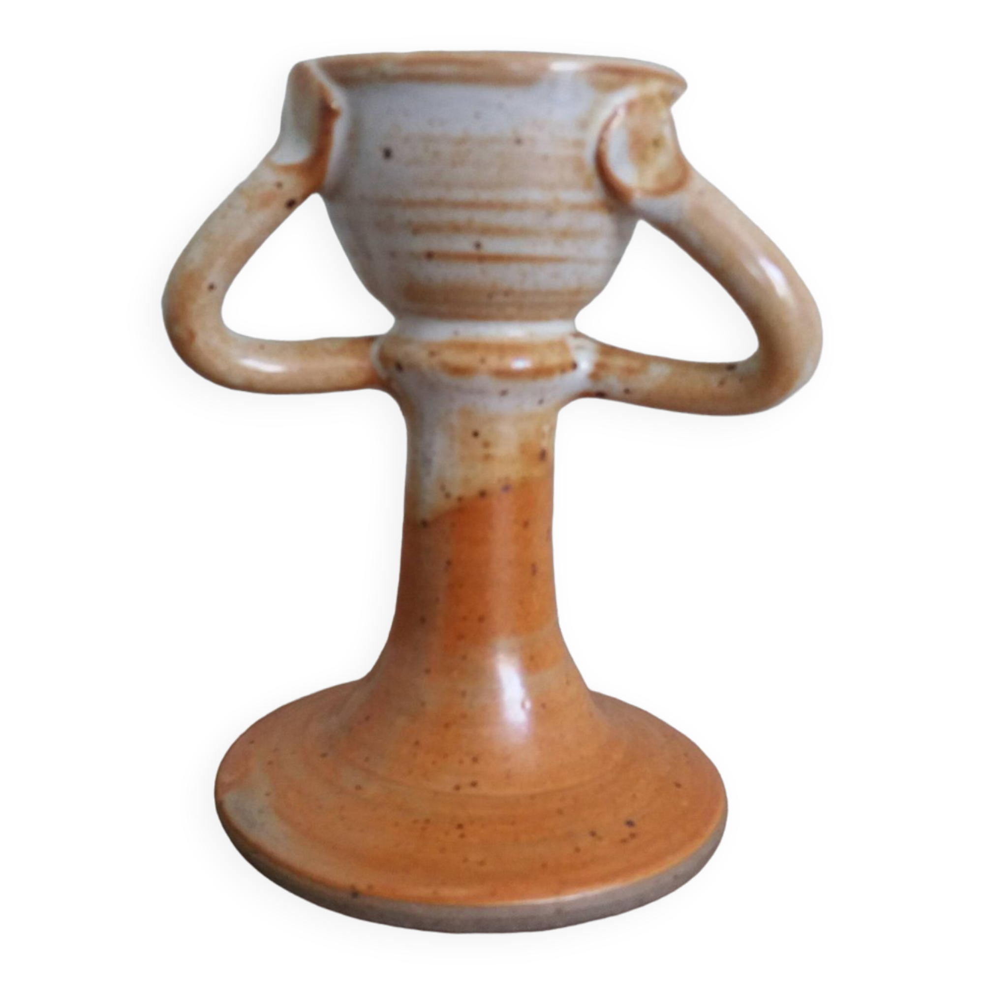 Anthropomorphic sandstone egg cup signed GL