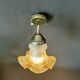 Vintage brass swan neck wall light with opaline tulip flower