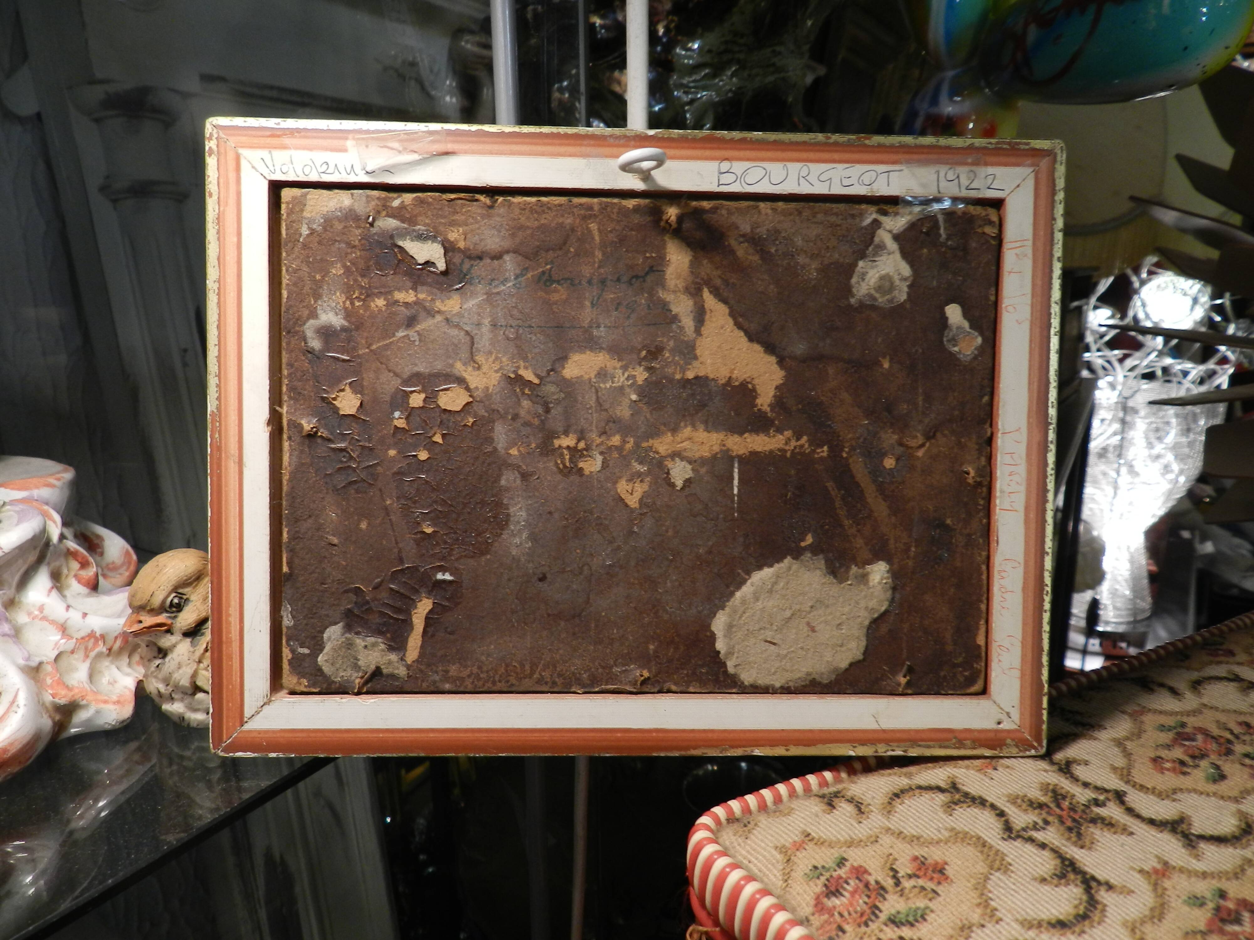 Oil painting on hardboard from 1922 signed Georges Bourgeot
