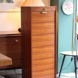 Meuble classeur à rideau en placage de teck des années 1970