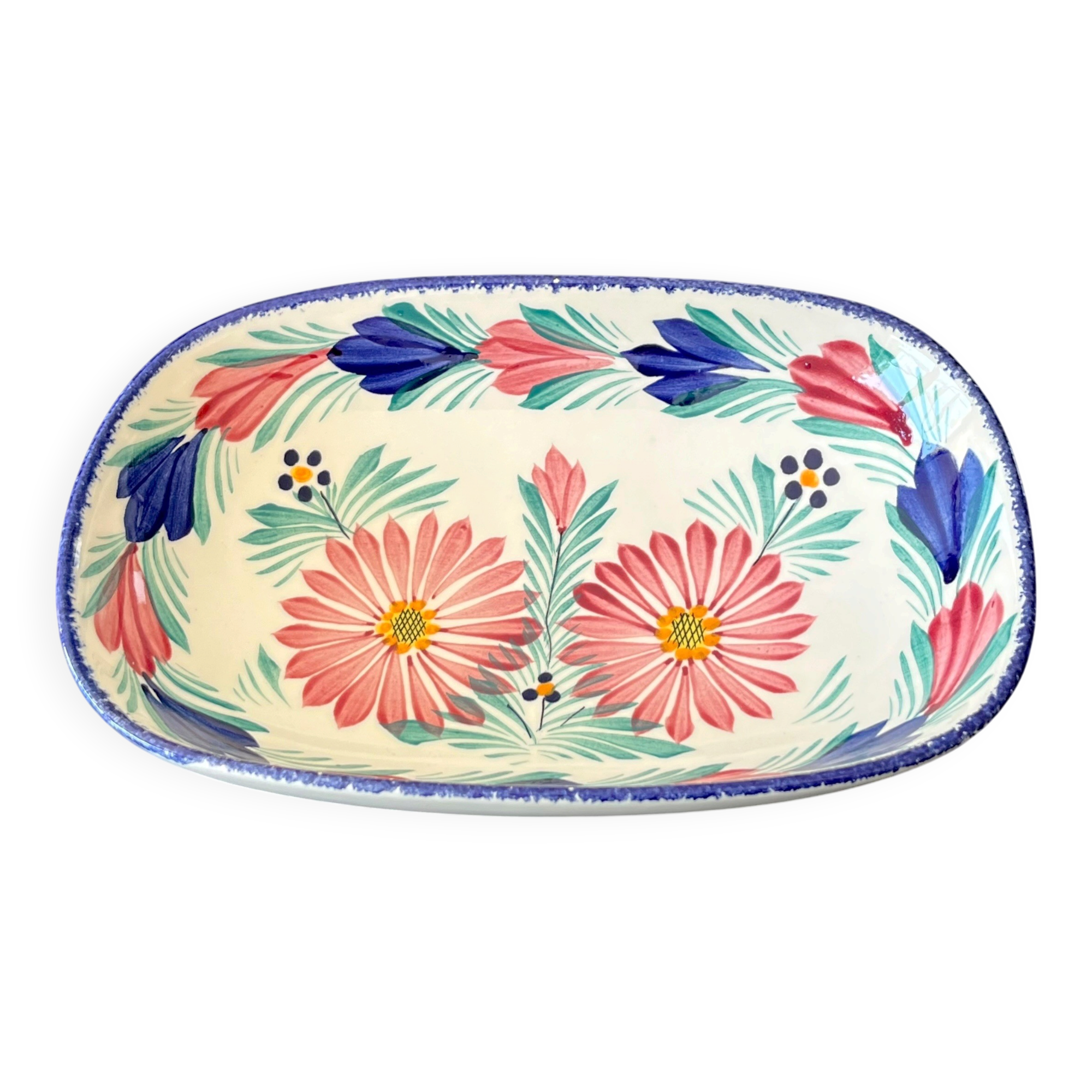 Ravier ashtray Faïencerie de Quimper, HB Henriot - floral decoration