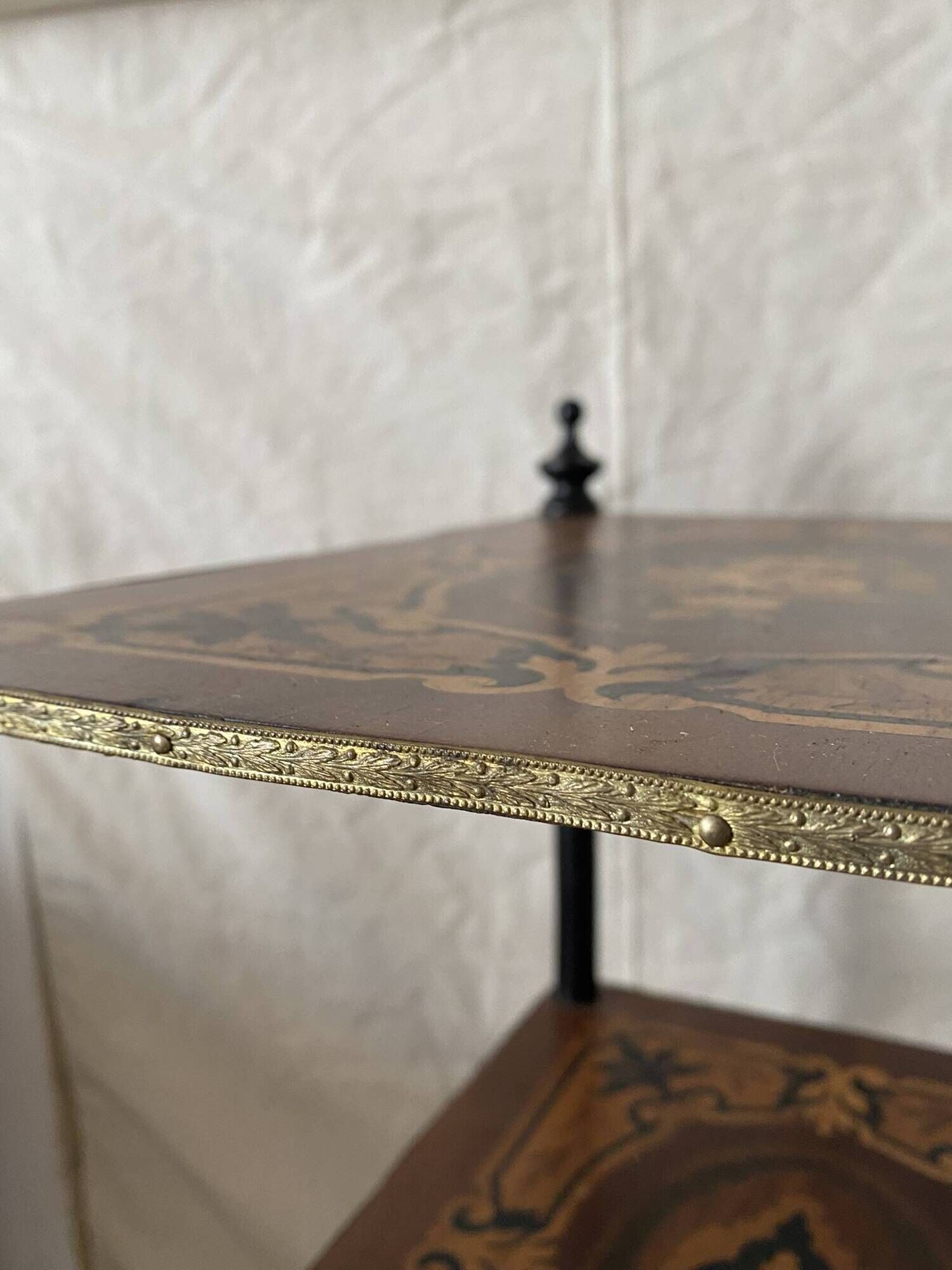 Side table, Napoleon III occasional table with 3 tiers in marquetry.