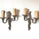 Pair of wall lights, classic style, LouisXV, gold metal, bronze or brass, candle holder effect