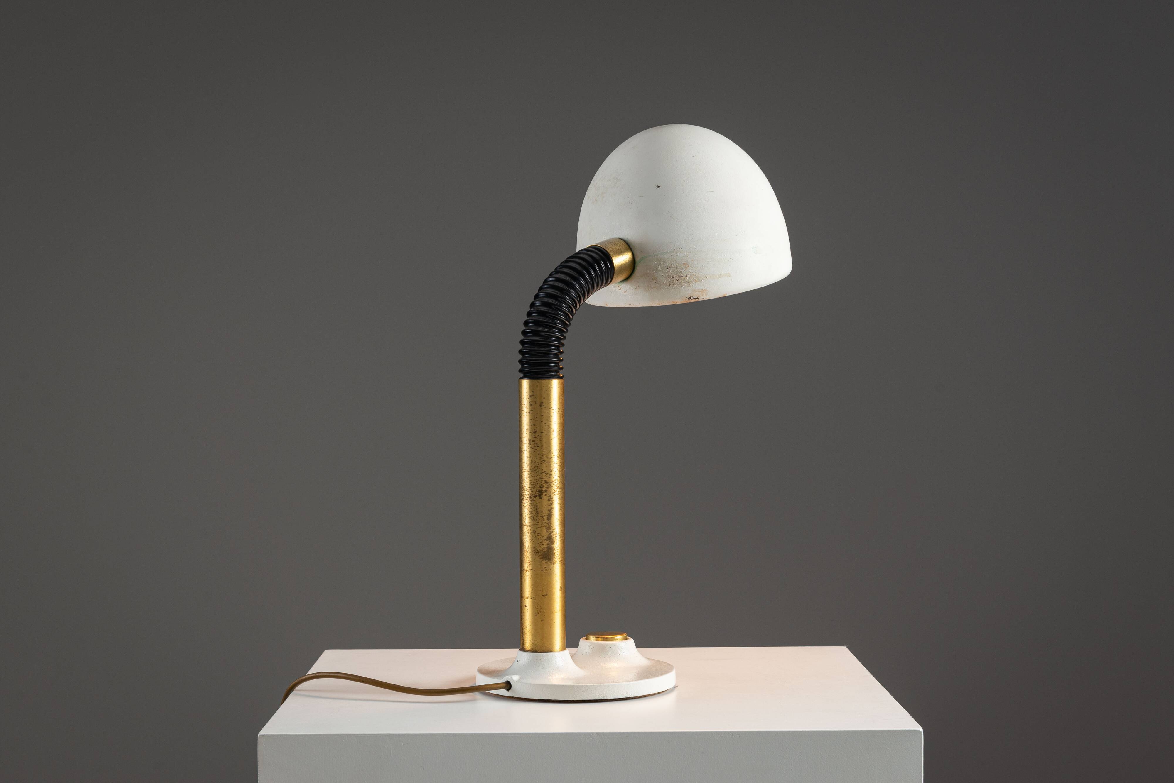 Egon Hillebrand desk lamp in white metal with brass accents