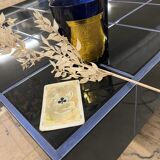 Table basse carrelage noir et joint bleu nuit