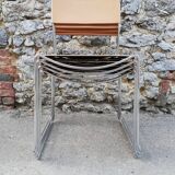 Chrome metal chair upholstered in leather 1970 Giandomenico Belotti