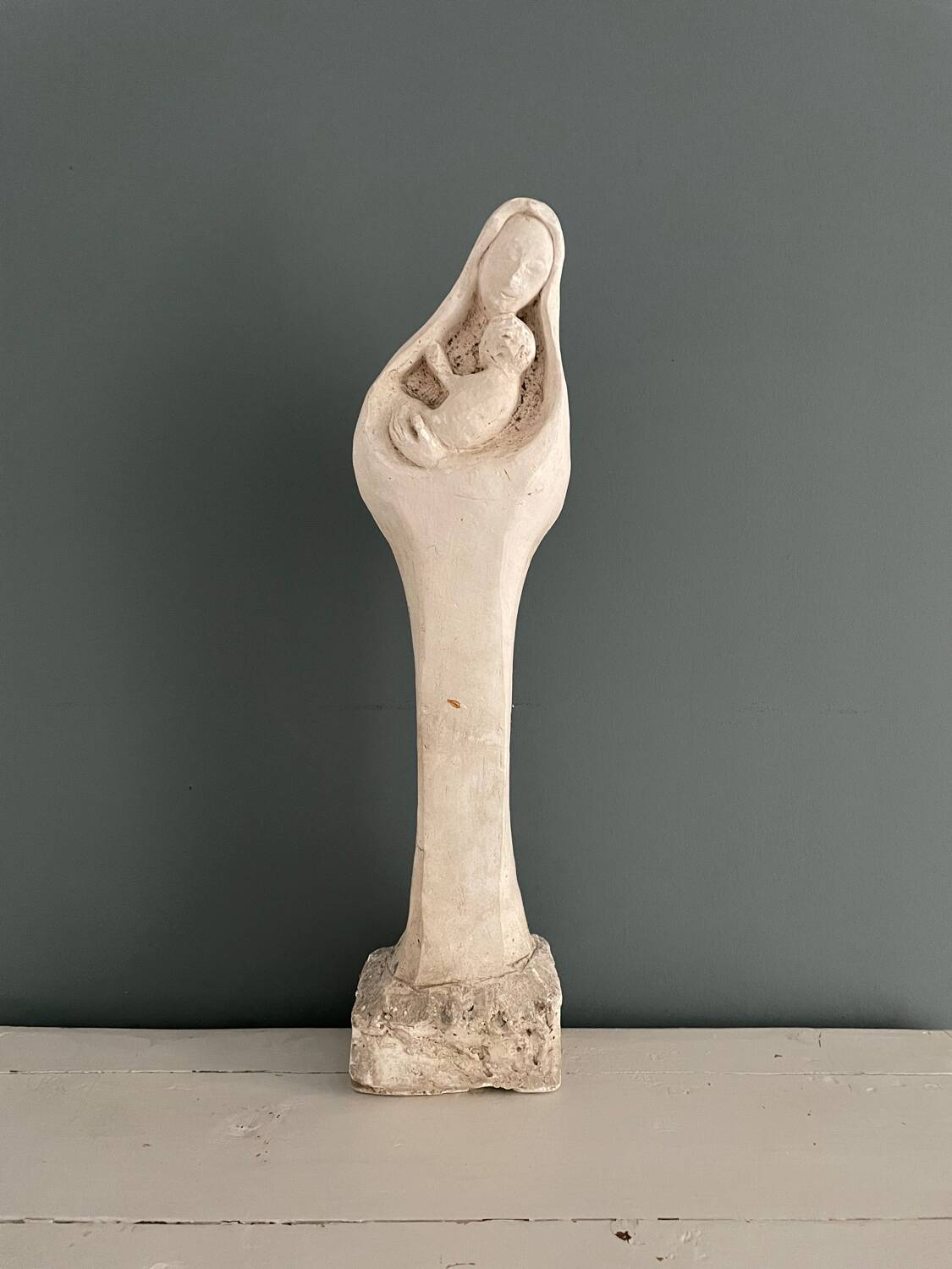 Virgin and child plaster sculpture