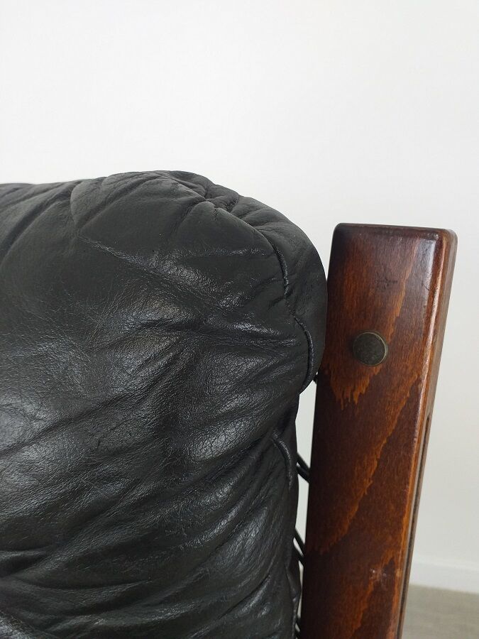 Vintage Scandinavian leather office armchair 60s