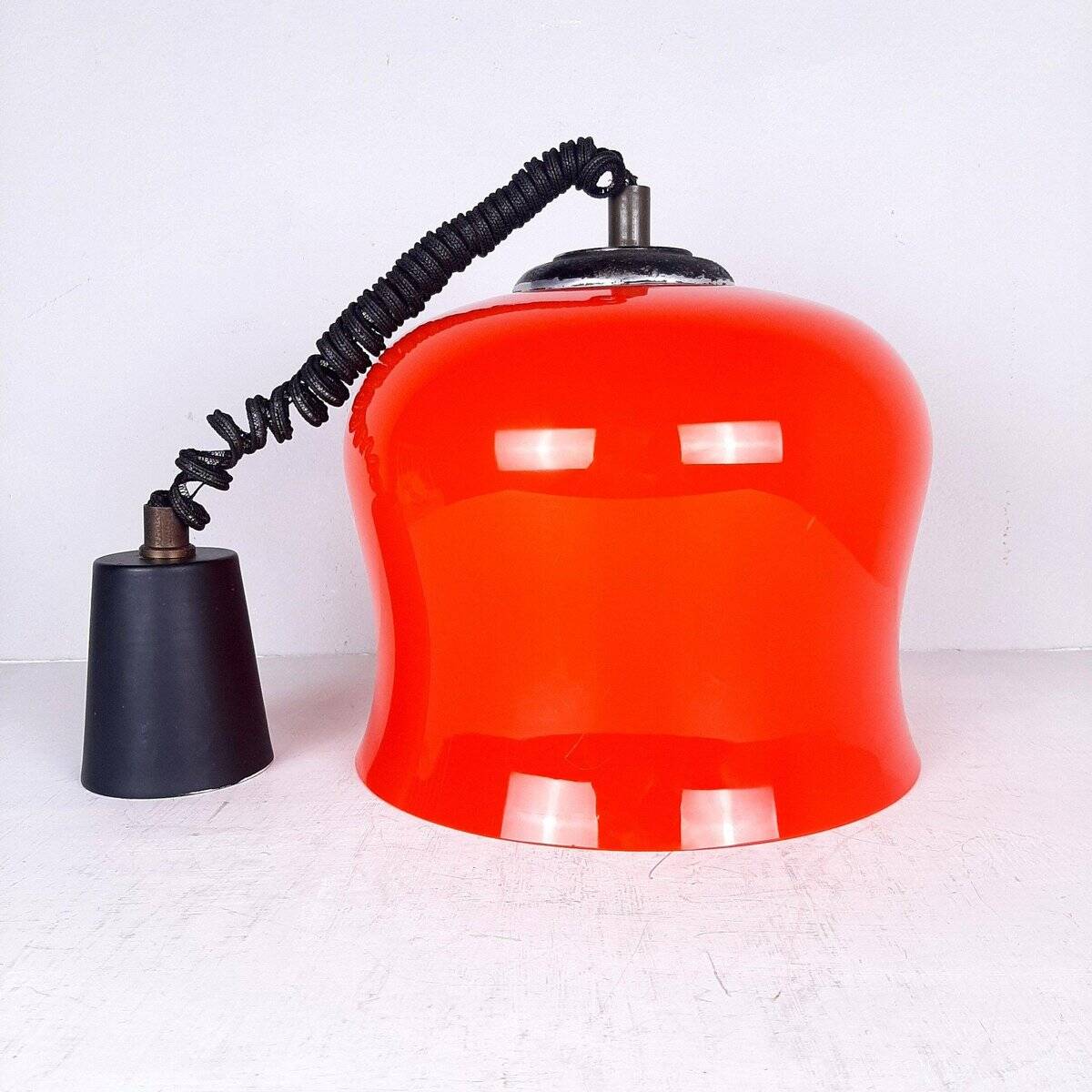 Vintage Red Glass Pendant, Italy, 1960s