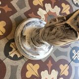 Large candlestick in white patinated wood.