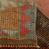 Tapis runner vintage, tons pastel délavés et motifs ethniques, 95x350Cm