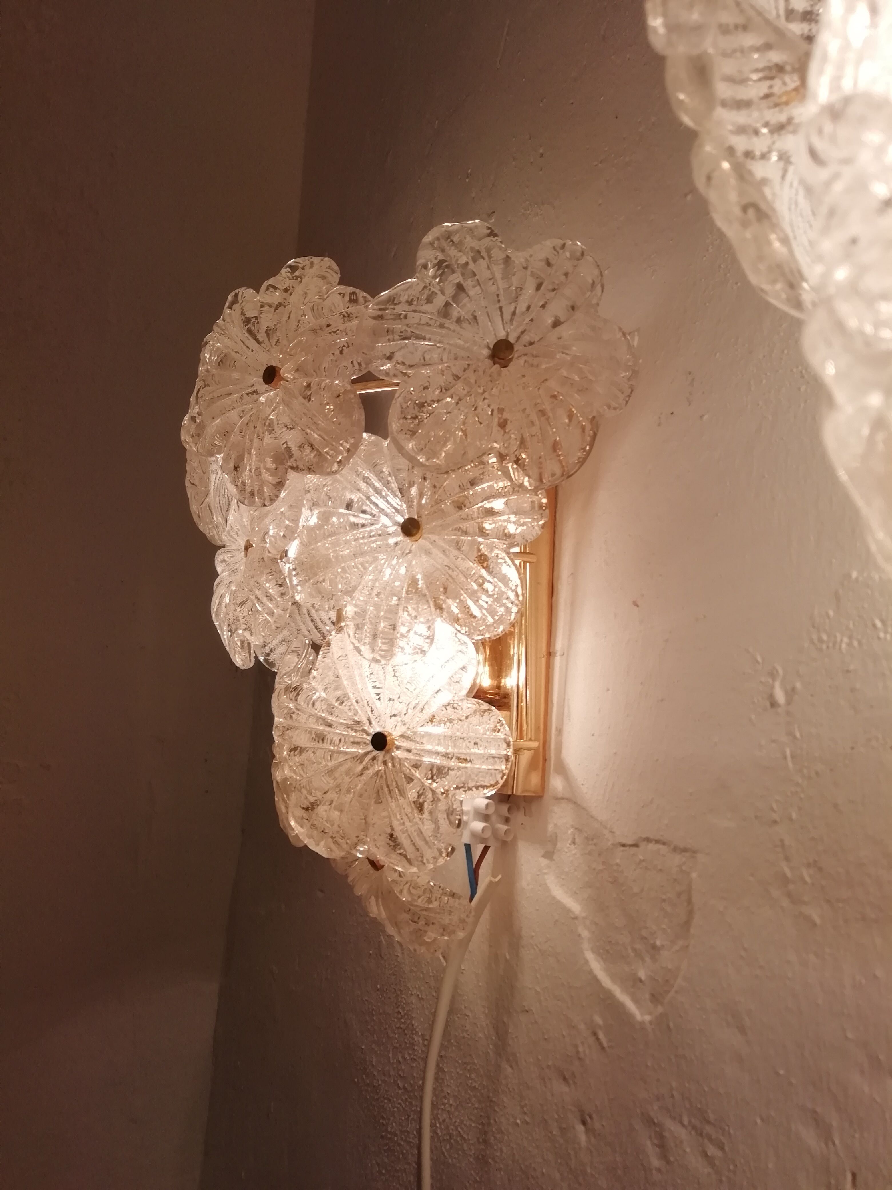 Pair of Murano glass flower wall light
