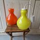 Set of 2 Yellow and Orange Opaline Chandeliers