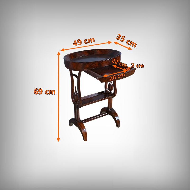 Mahogany burl catch-all table, Empire period – early 19th century