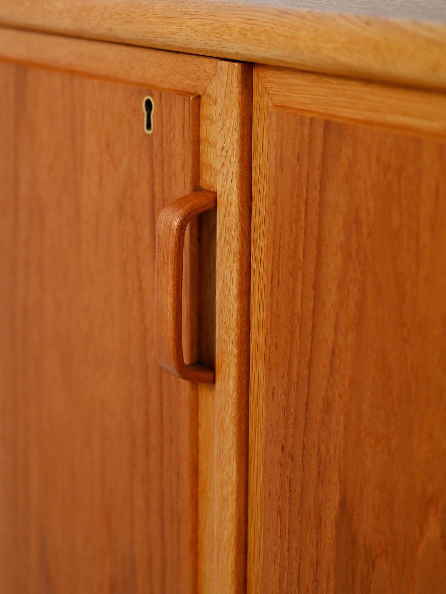 Scandinavian highboard sideboard, 1950s/60s, oak & teak, three doors