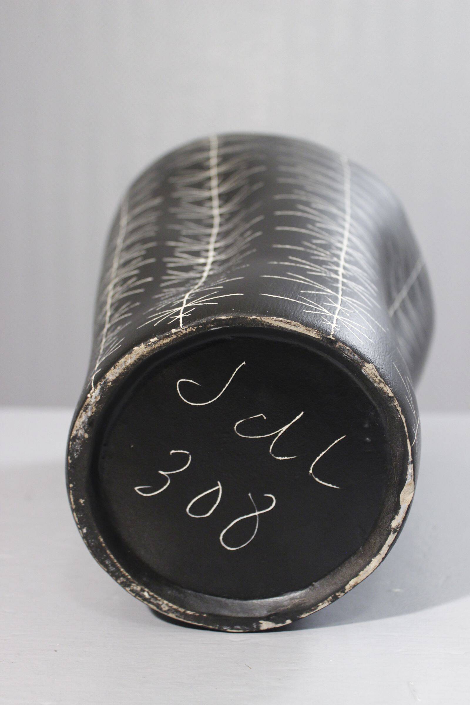 Jean de Lespinasse large vase no. 308 scarified decoration Nice 1950s