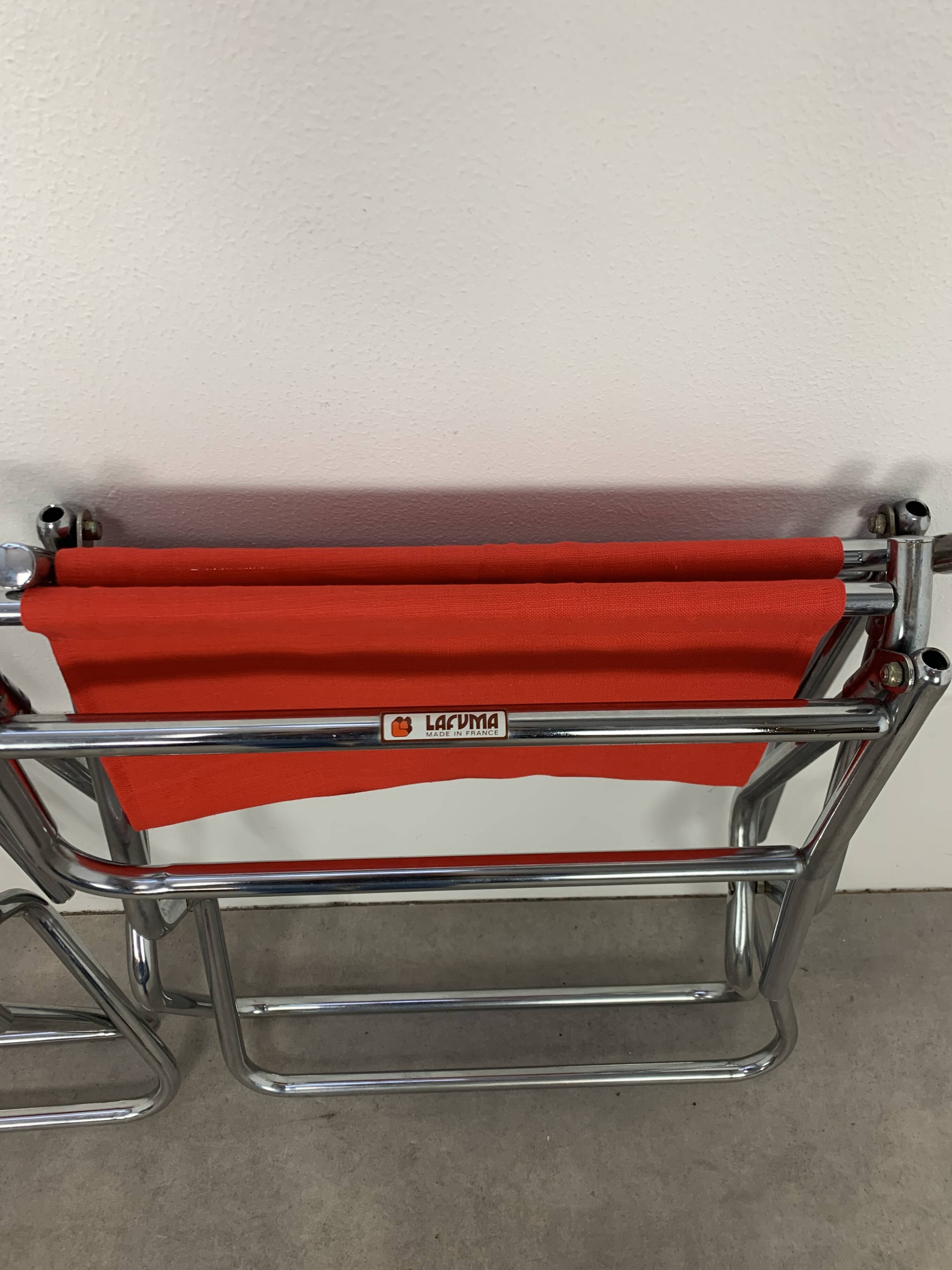 Pair of Lafuma chrome "director" folding chairs