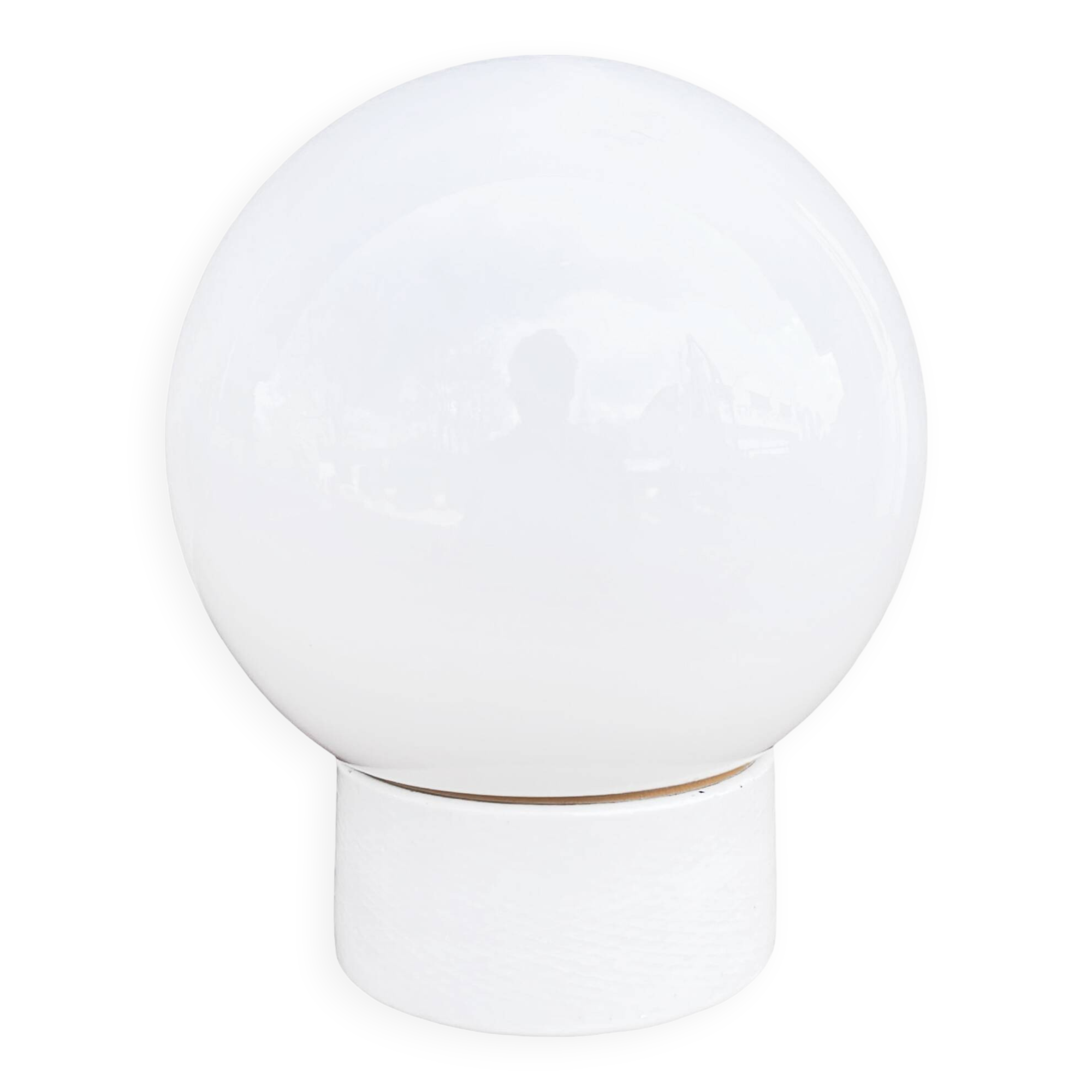 Industrial spherical wall lamp, white, OWS100, Poland, 1960s PRL