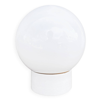 Industrial spherical wall lamp, white, OWS100, Poland, 1960s PRL