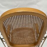 Vintage brass curved wooden rocking chair