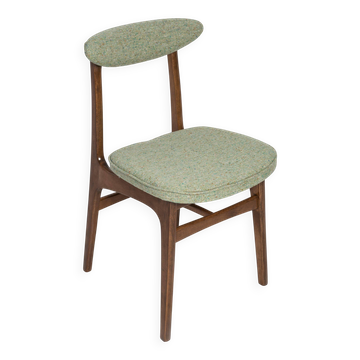 Mid-century apple green wool chair, beech wood, Rajmund Halas, Poland, 1960.