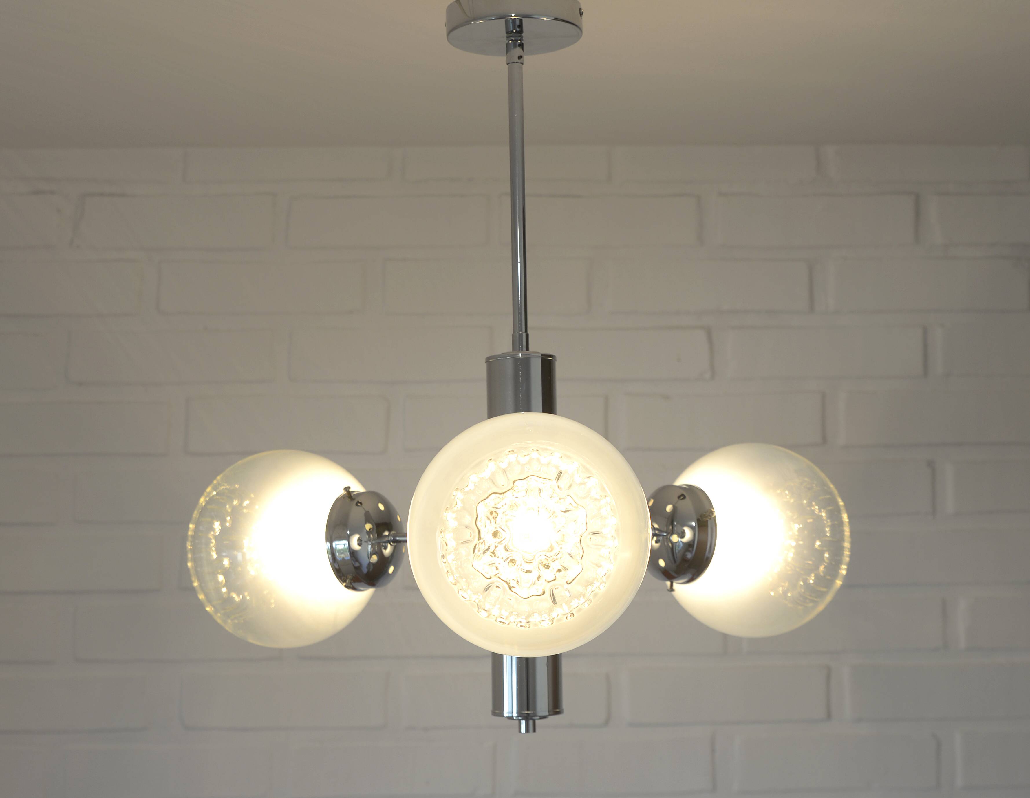 Vintage Murano Glass Pendant Lamp / Mazzega Sputnik Chandelier 1970's