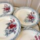set of 6 flat plates Digoin Sarreguemines model "Lot" 30s