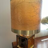Golden ceramic lamp from the 70s