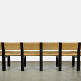 Set of 6 dining chairs with wicker seats by Martin Visser and produced by ‘t Spectrum, 1970s