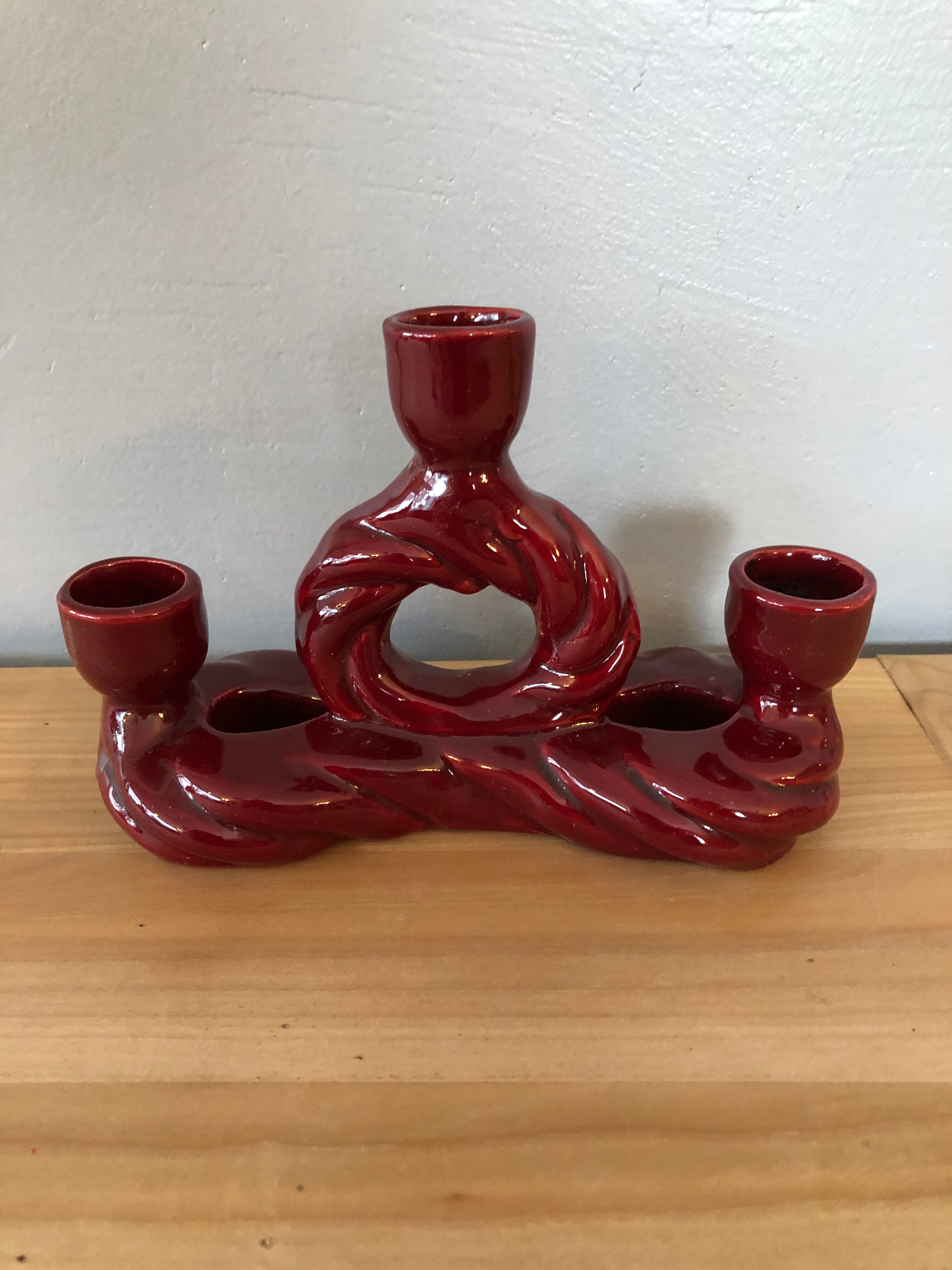 Enamelled ceramic candle holder