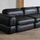 Modular sofa in black leather by Rodolfo Bonetto for Tecnosalotto, 1960s