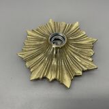 Set of Three Brutalist Bronze Sunburst Wall Lights, Italy 1950s