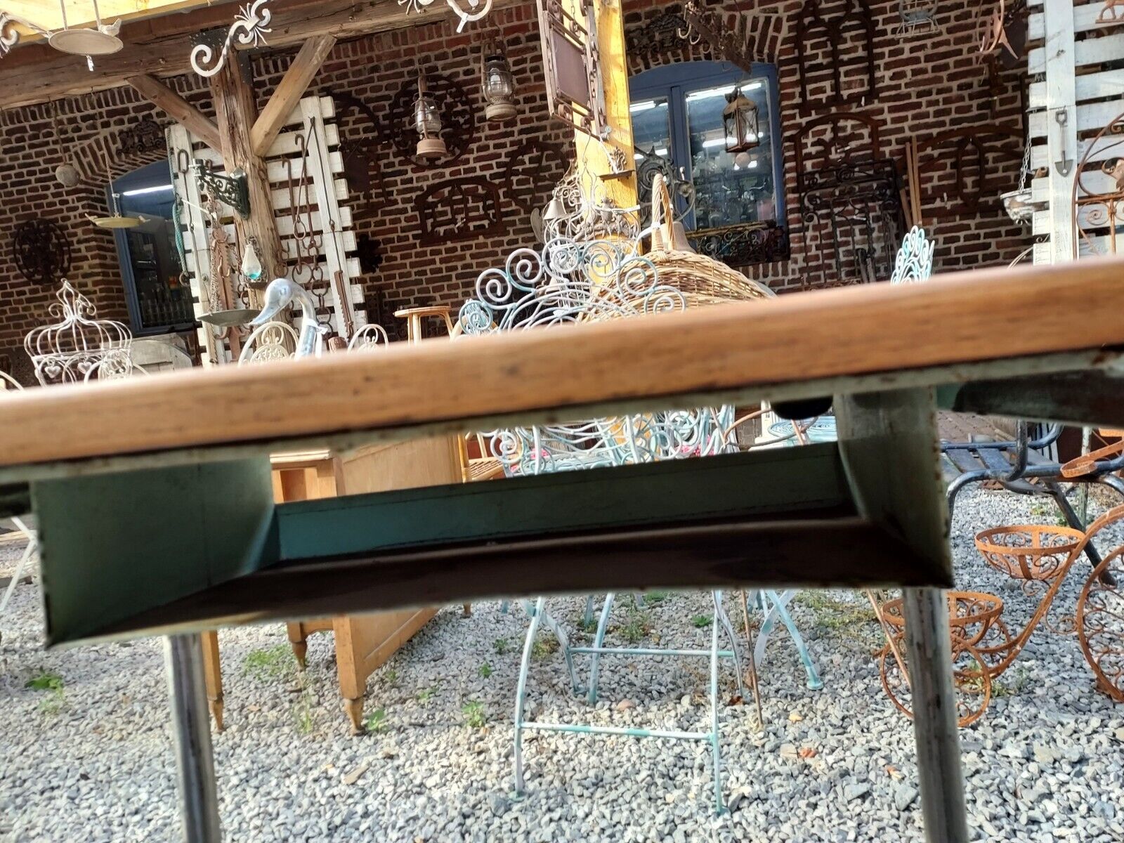 Vintage school desk in iron and wood