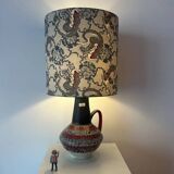 Special accent lamp made from MCM vase with Japanese dragon shade.