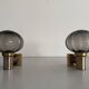 Pair of grey glass and chrome wall lights from the mid-century by N Leuchten, 1960s, Germany.