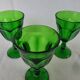 4 green footed glasses in moulded glass – 1970s