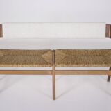 Modernist bench, mulched seat.
