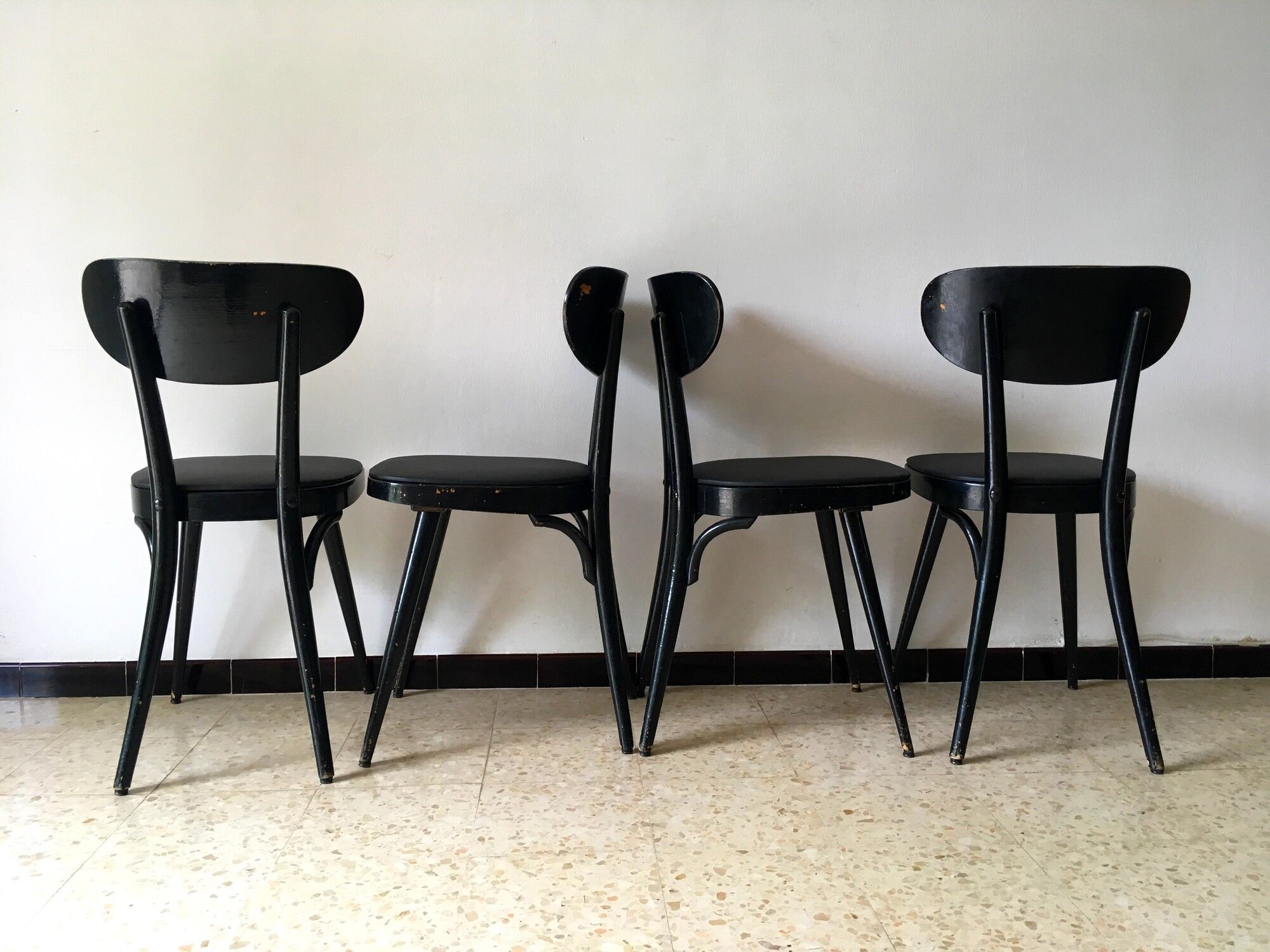 4 chairs Bistro Baumann vintage years 50