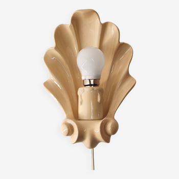 Applique lampe coquillage céramique beige année 40