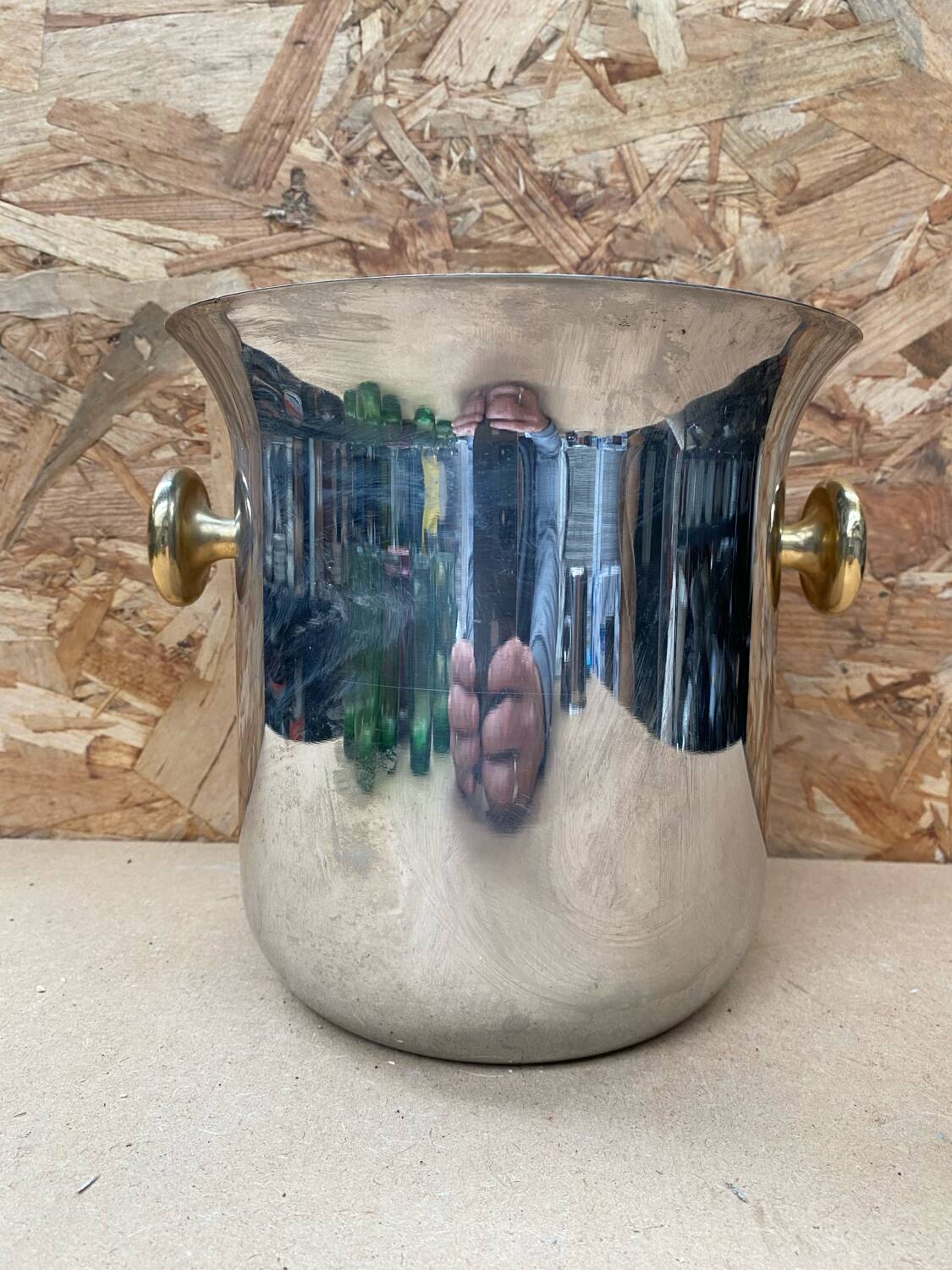 Antique champagne ice bucket saf stainless steel cooler france vintage