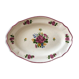 Dish St Amand rose decoration signed on the back Old Strasbourg