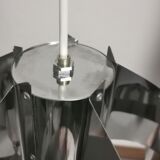 Curved stainless steel hanging lamp, Space Age, 1970