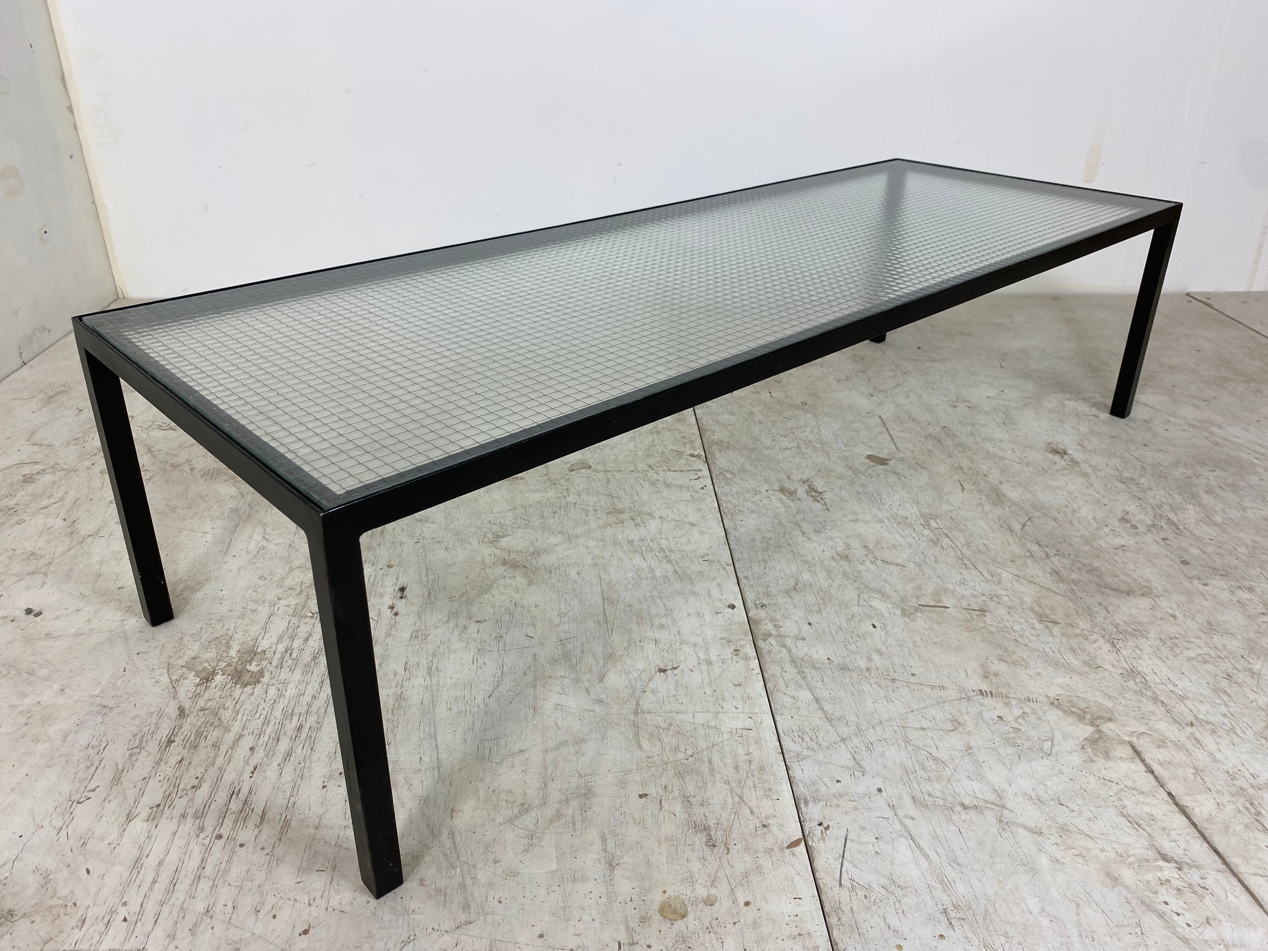 Table basse moderne Artimeta en verre et métal du milieu du siècle par Floris Fiedeldij pour Artimeta, années 1950