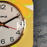 Vintage silent wall pendulum clock from the 60s square "Kiulé flowers"