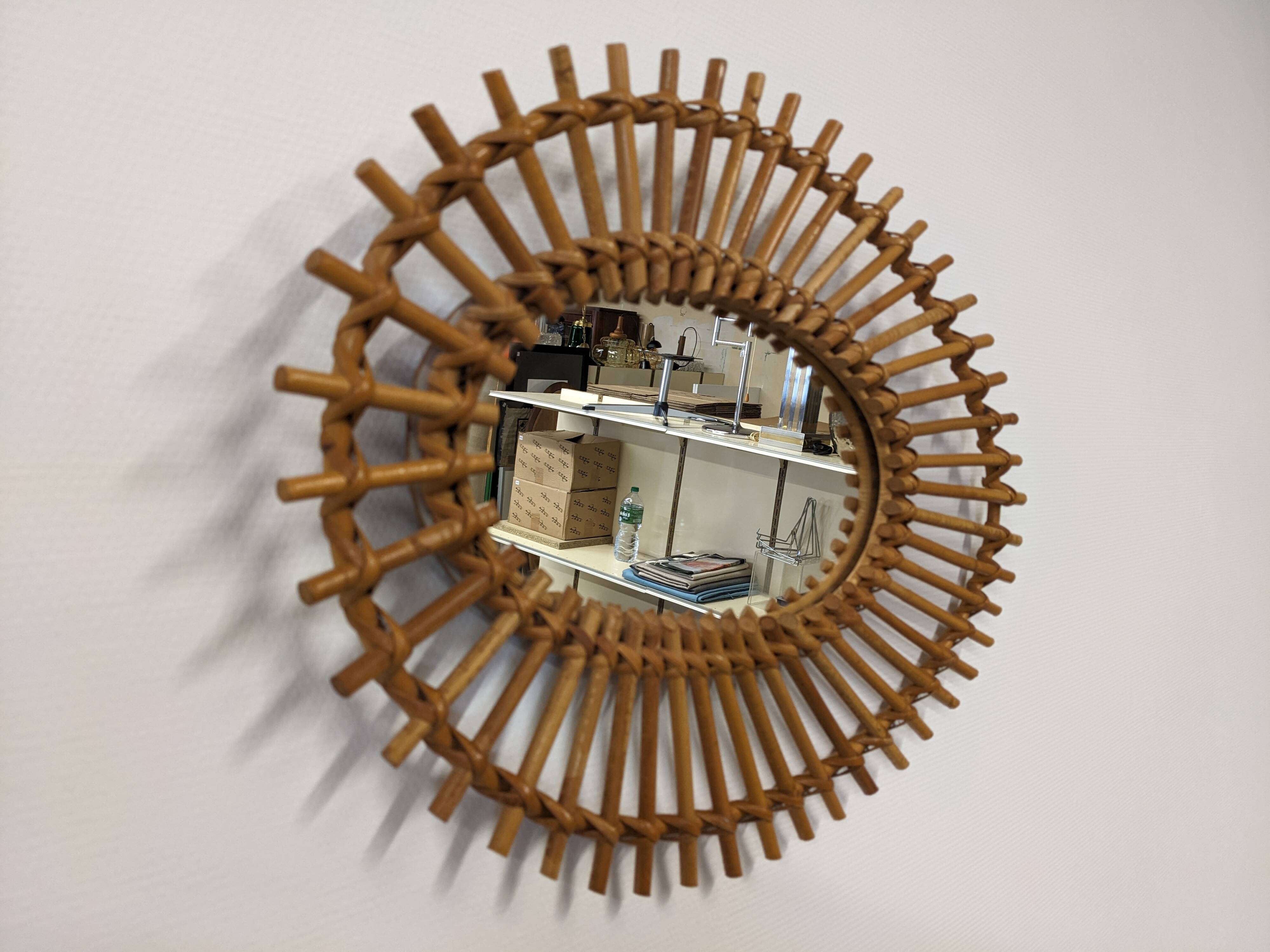 Rattan eye mirror from the 60s/70s